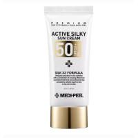 MEDIPEEL Active Silky Sun Cream SPF 50+ PA+++ Anti-Aging Sunscreen with Peptides and Silk Components