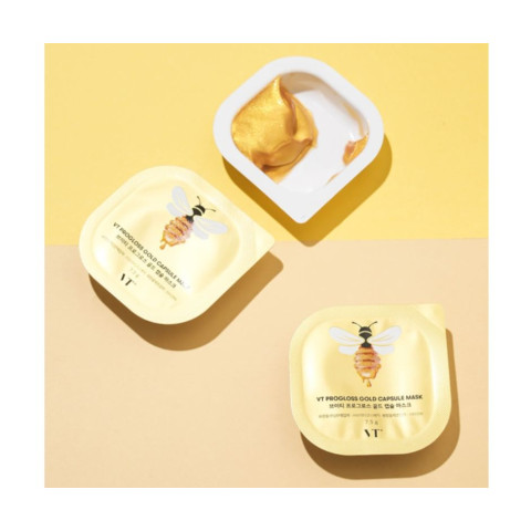 Mascarilla gel con oro, própolis y miel VT Progloss Gold Capsule Mask 7,5 g × 3