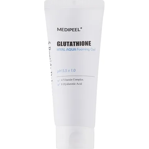 Gel espumoso hidratante para el rostro para un brillo radiante - MEDIPEEL Glutathione Hyal Aqua Foaming Gel, 150 ml